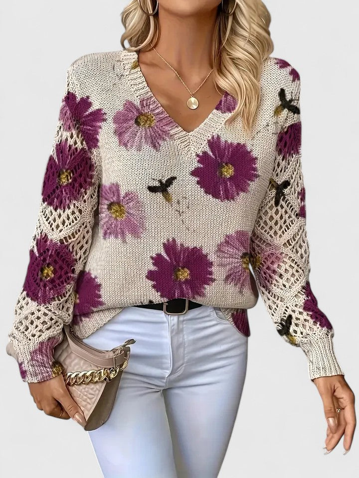 Aurélie | Stylish and elegant sweater with beautiful floral pattern
