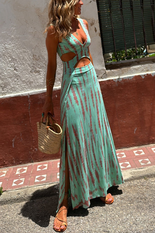 Penrose β Elegant Cut-Out Buttoned Maxi Dress for a Stunning Look