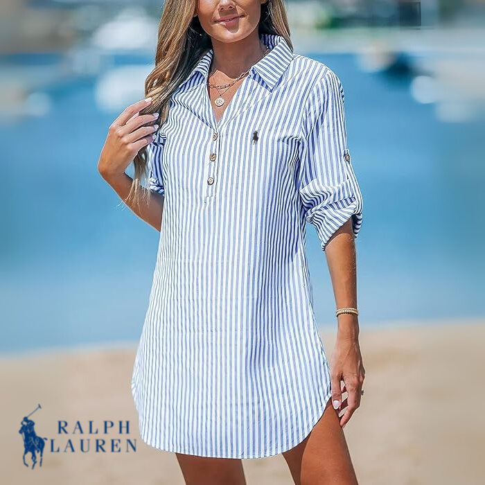 R. Lauen Elegant Classic Striped Shirt Dress for a Stylish Look