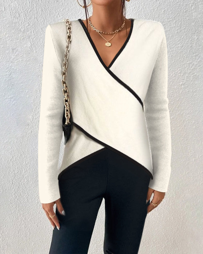 Yzabelle | Wrap Contrast Trim Jumper