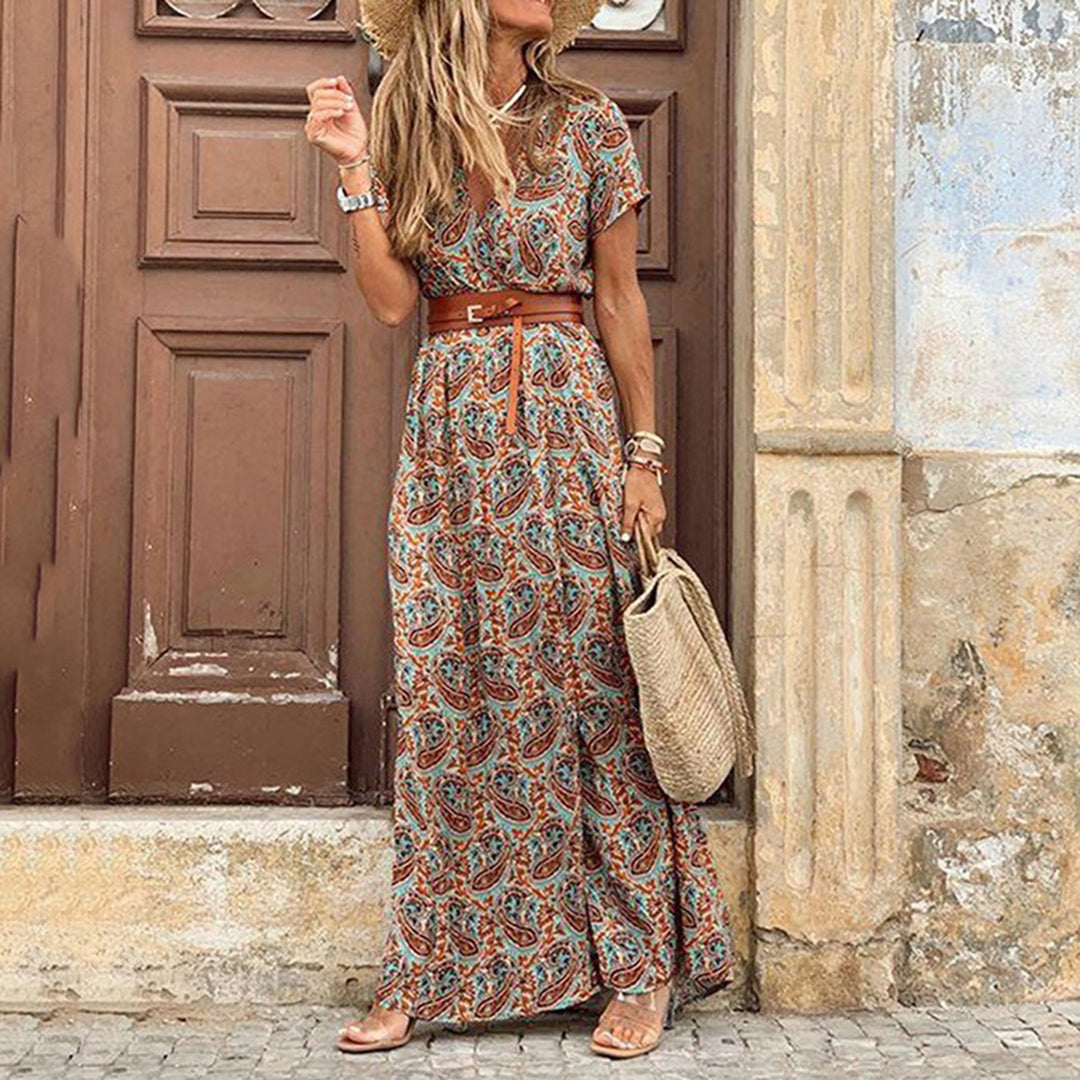 Riona β Elegant Long Boho Dress with belt
