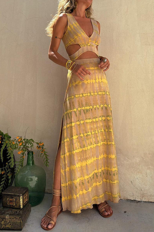 Penrose β Elegant Cut-Out Buttoned Maxi Dress for a Stunning Look
