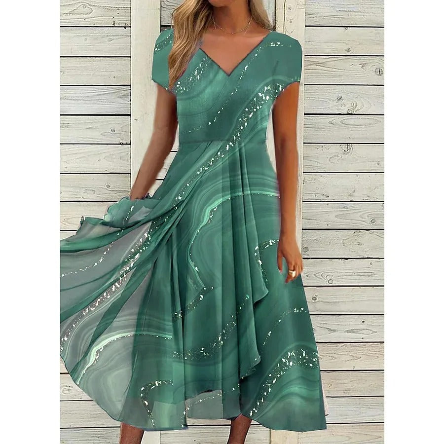 Revaux | Elegant V-Neck Midi Dress for Every Occasion