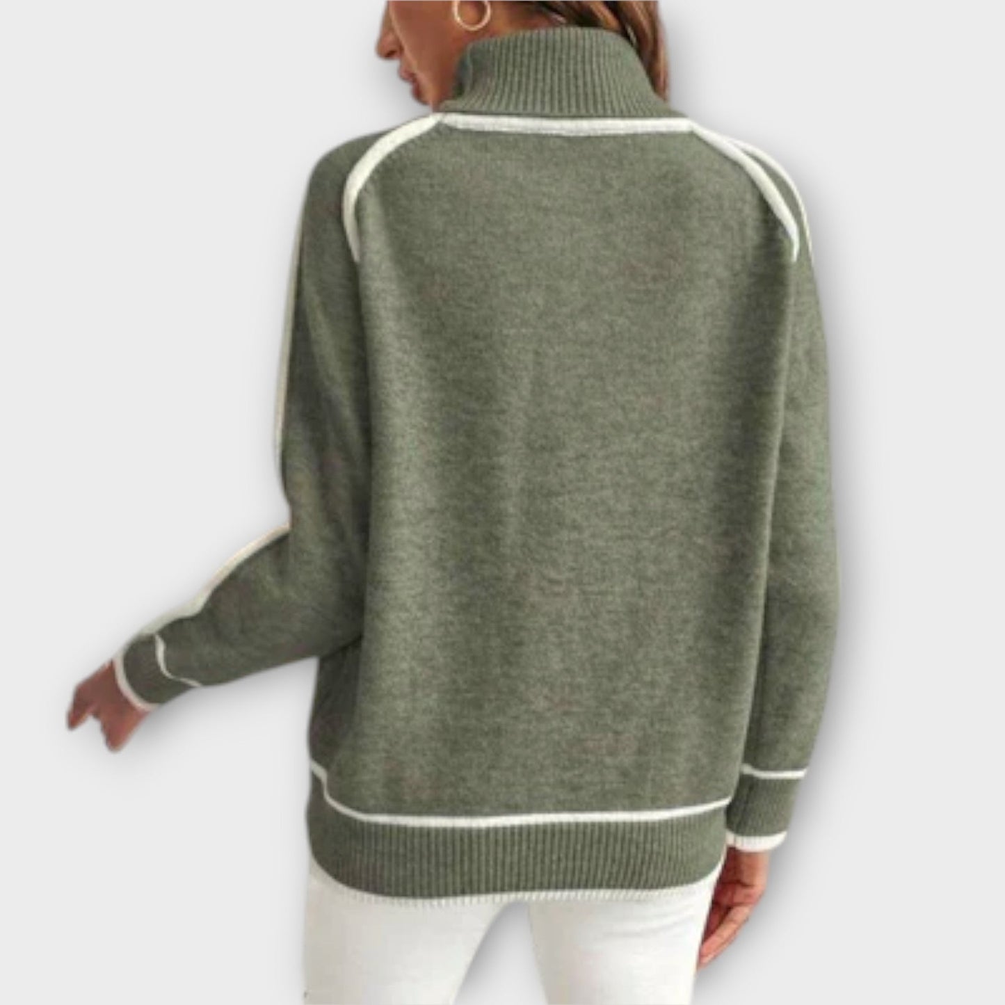 Christine | Elegant Luxurious Olive Green Knitted Sweater