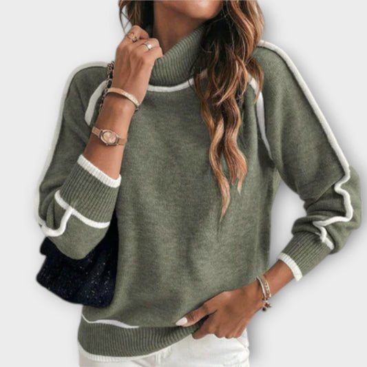 Christine | Elegant Luxurious Olive Green Knitted Sweater