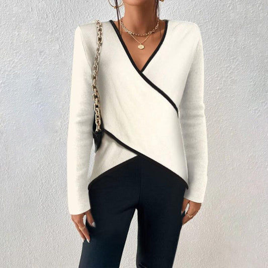 Yzabelle | Wrap Contrast Trim Jumper