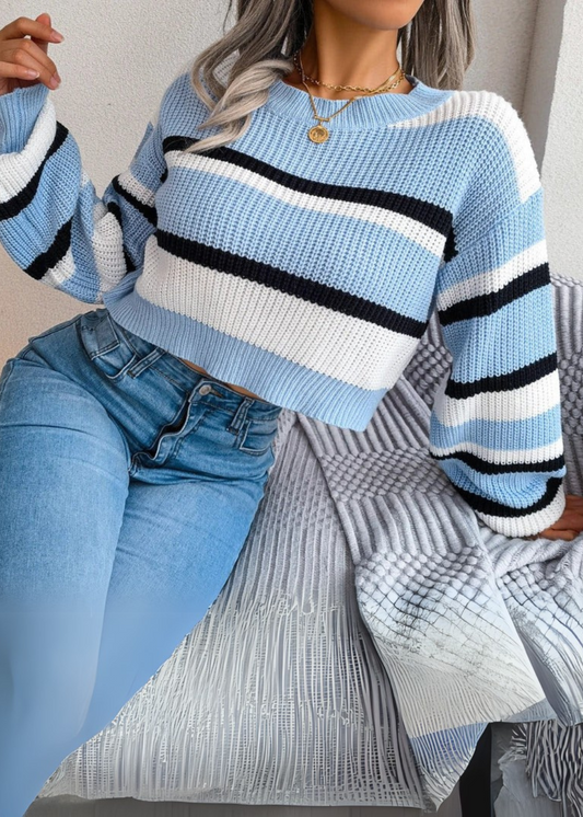 Nevaeh | Striped Knit Cropped Jumper