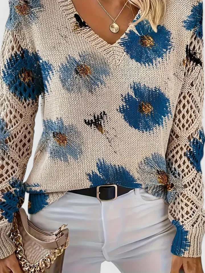 Aurélie | Stylish and elegant sweater with beautiful floral pattern