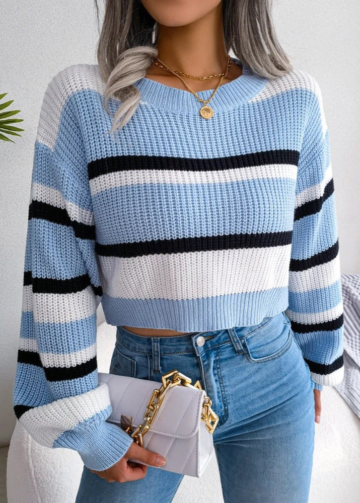 Nevaeh | Striped Knit Cropped Jumper