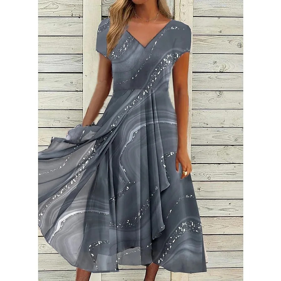 Revaux | Elegant V-Neck Midi Dress for Every Occasion